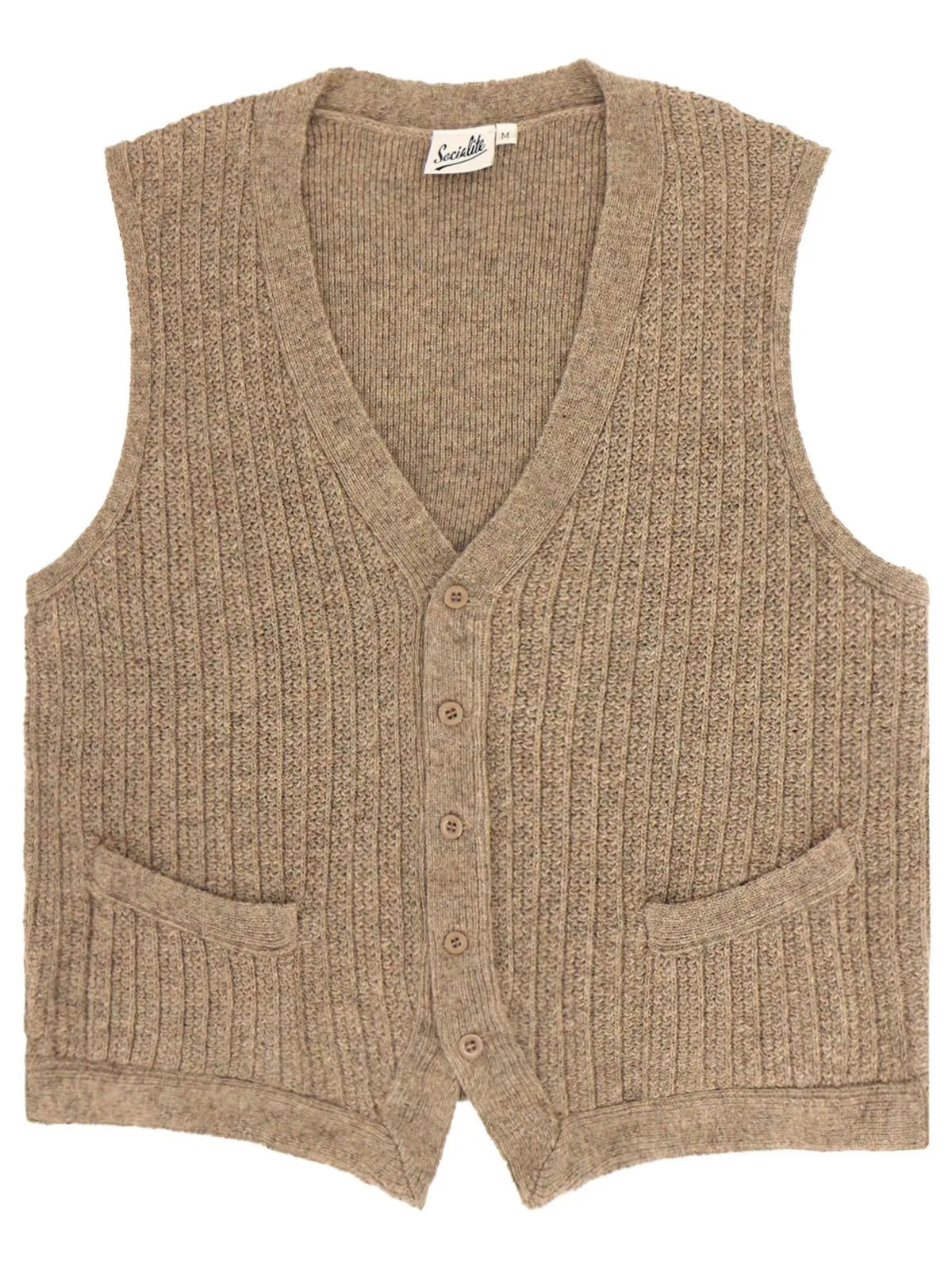 1940s Style Rufus Knitted Waistcoat in Oatmeal Beige