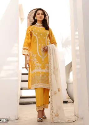 1960 Readymade Yellow Embroidered Lawn Suit