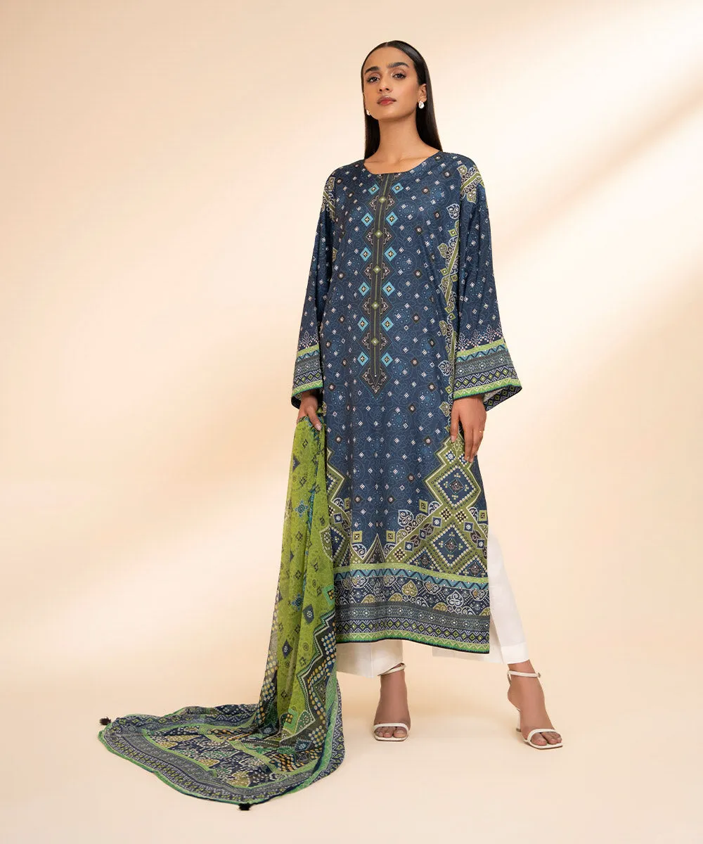 2 Piece - Printed Silk Suit