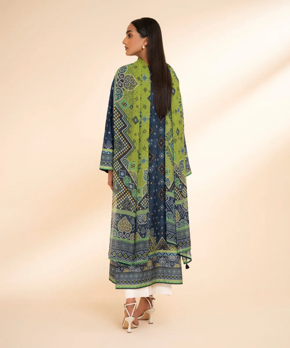 2 Piece - Printed Silk Suit