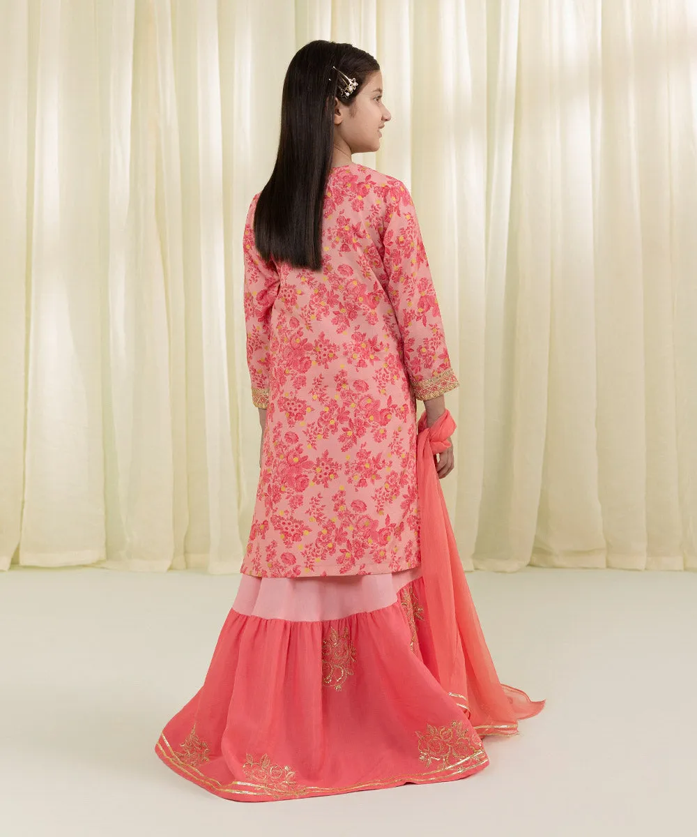 3 Piece - Embroidered Raw Silk Suit