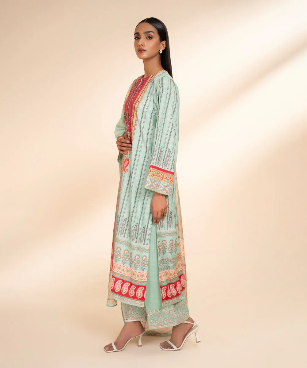 3 Piece - Embroidered Silk Suit