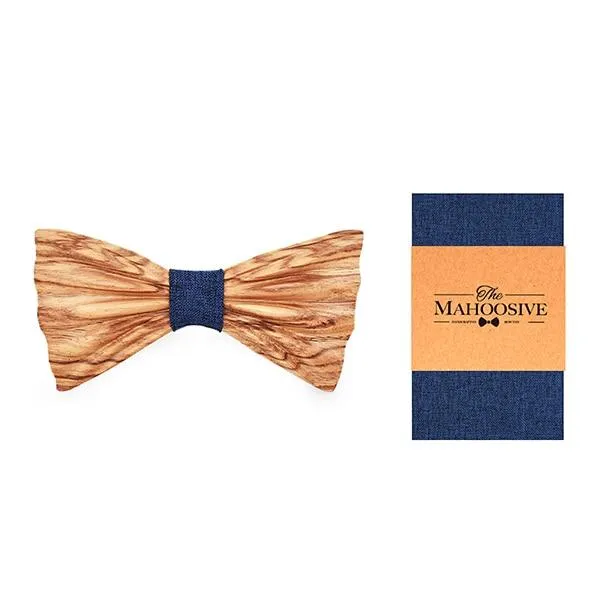 3D Unisex Pocket Square Wooden Bowtie Set for Wedding Business Suit