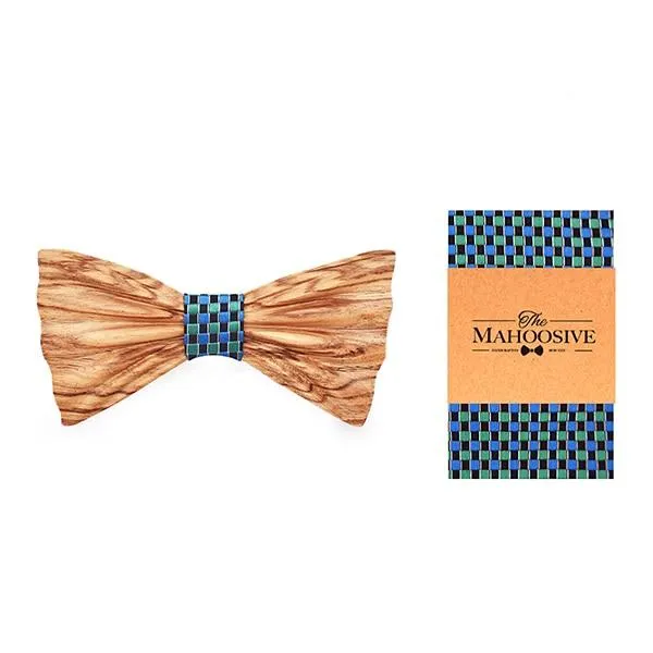 3D Unisex Pocket Square Wooden Bowtie Set for Wedding Business Suit