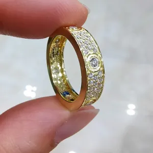 925 Silver Yellow Gold Plated Classic Luxury Love Ring for Women