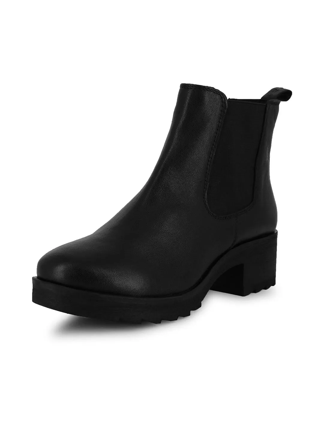 A La Mode Black Heeled Chelsea Boots