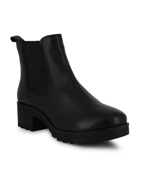 A La Mode Black Heeled Chelsea Boots