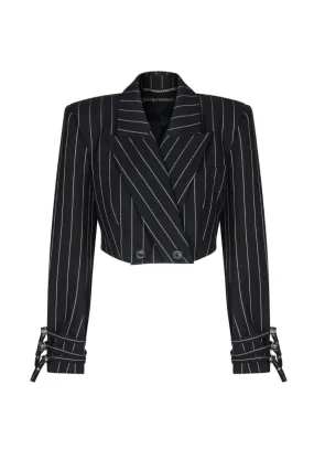 ABANO CROPPED STRIPED DOUBLE BREASTED BLAZER