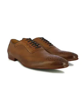 Alberto Torresi Men's Leather Tan Formal Lace Up Shoes