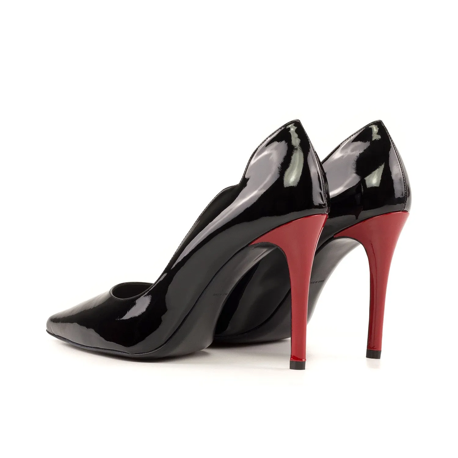 Ambrogio Bespoke Custom Women's Shoes Black & Red Patent Leather Genoa Pumps (AMBW1128)