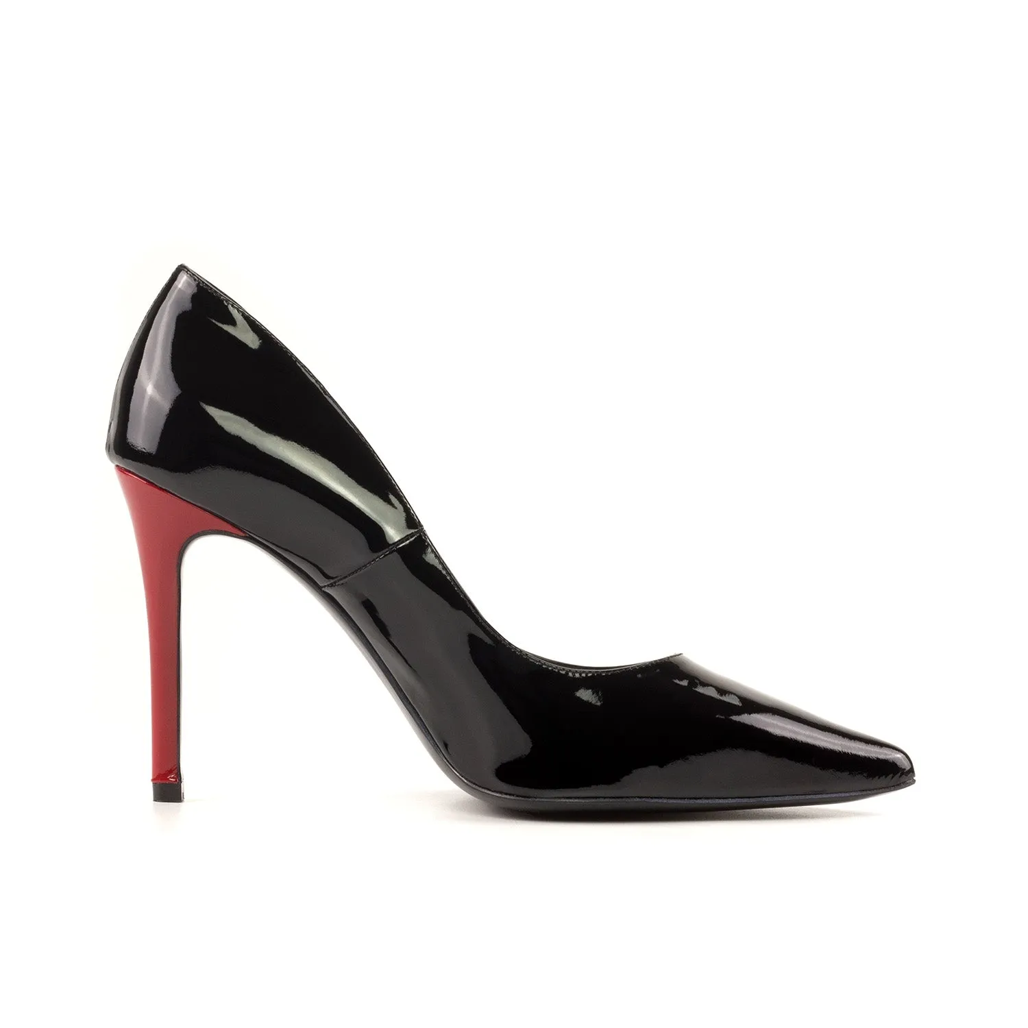 Ambrogio Bespoke Custom Women's Shoes Black & Red Patent Leather Genoa Pumps (AMBW1128)