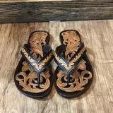 American Darling-Tooled Leather Flip Flops