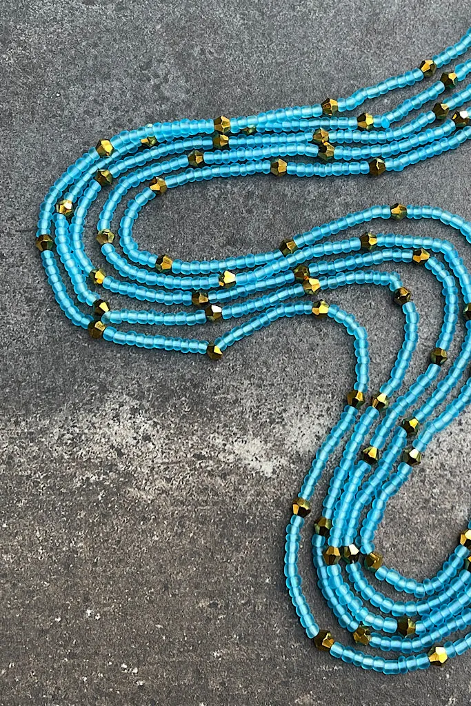 Aqua Moon Tie On Waist Beads