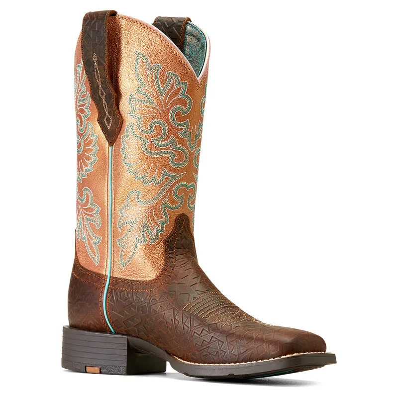 'Ariat' Women's 11 Women's Round Up Western Square Toe - Toasted Blanket / Copper Glow