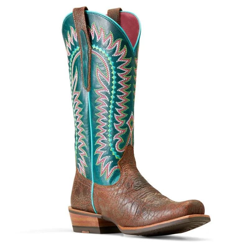 'Ariat' Women's Derby Monroe Western Narrow Cutter Toe - Shore Tan / Turquoise Nights