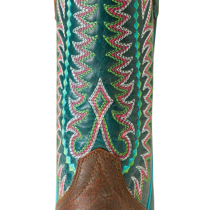 'Ariat' Women's Derby Monroe Western Narrow Cutter Toe - Shore Tan / Turquoise Nights