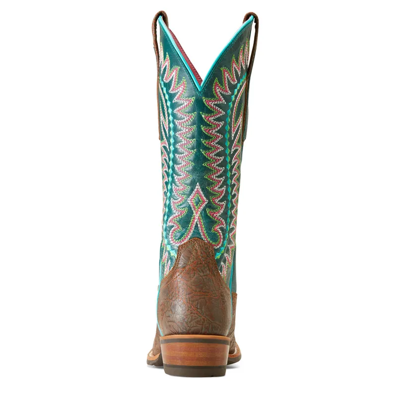 'Ariat' Women's Derby Monroe Western Narrow Cutter Toe - Shore Tan / Turquoise Nights