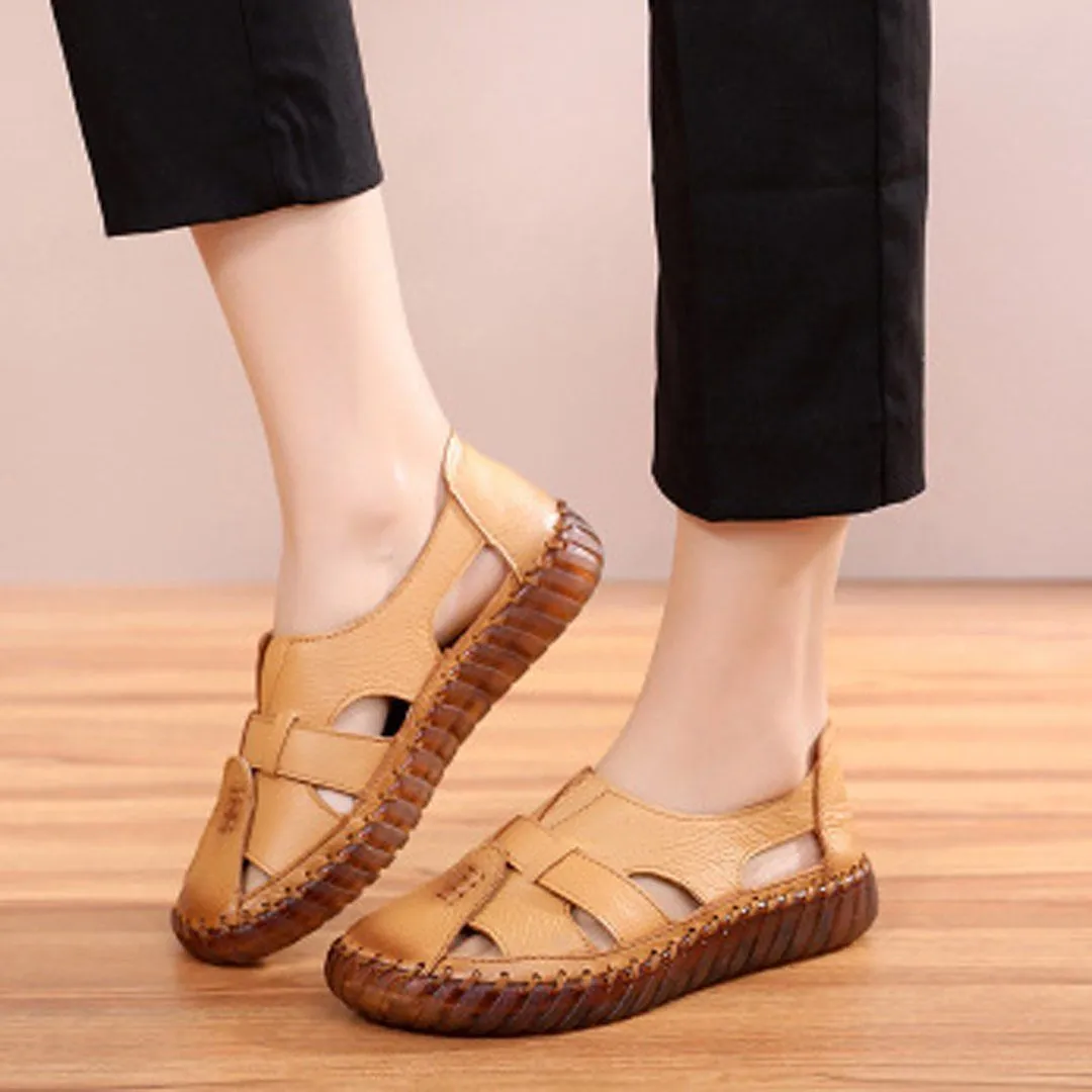 Babakud Summer Leather Flat Comfortable Hollow Out Shoes