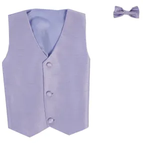 Baby Boys Lilac Poly Silk Vest Bowtie Special Occasion Set 3-24M