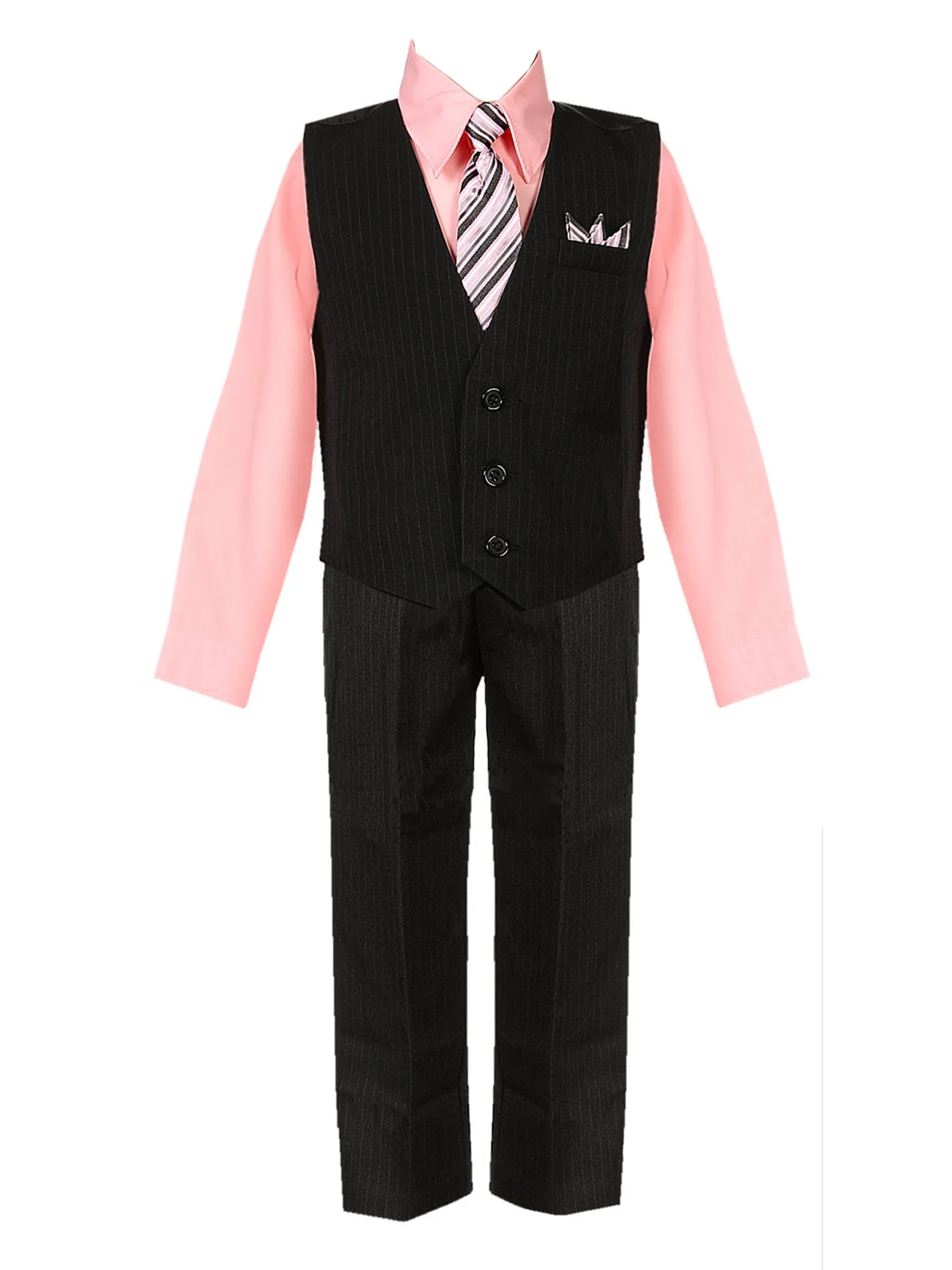 Baby Boys Multi Color Shirt Necktie Striped Pants Vest Suit 6-24M