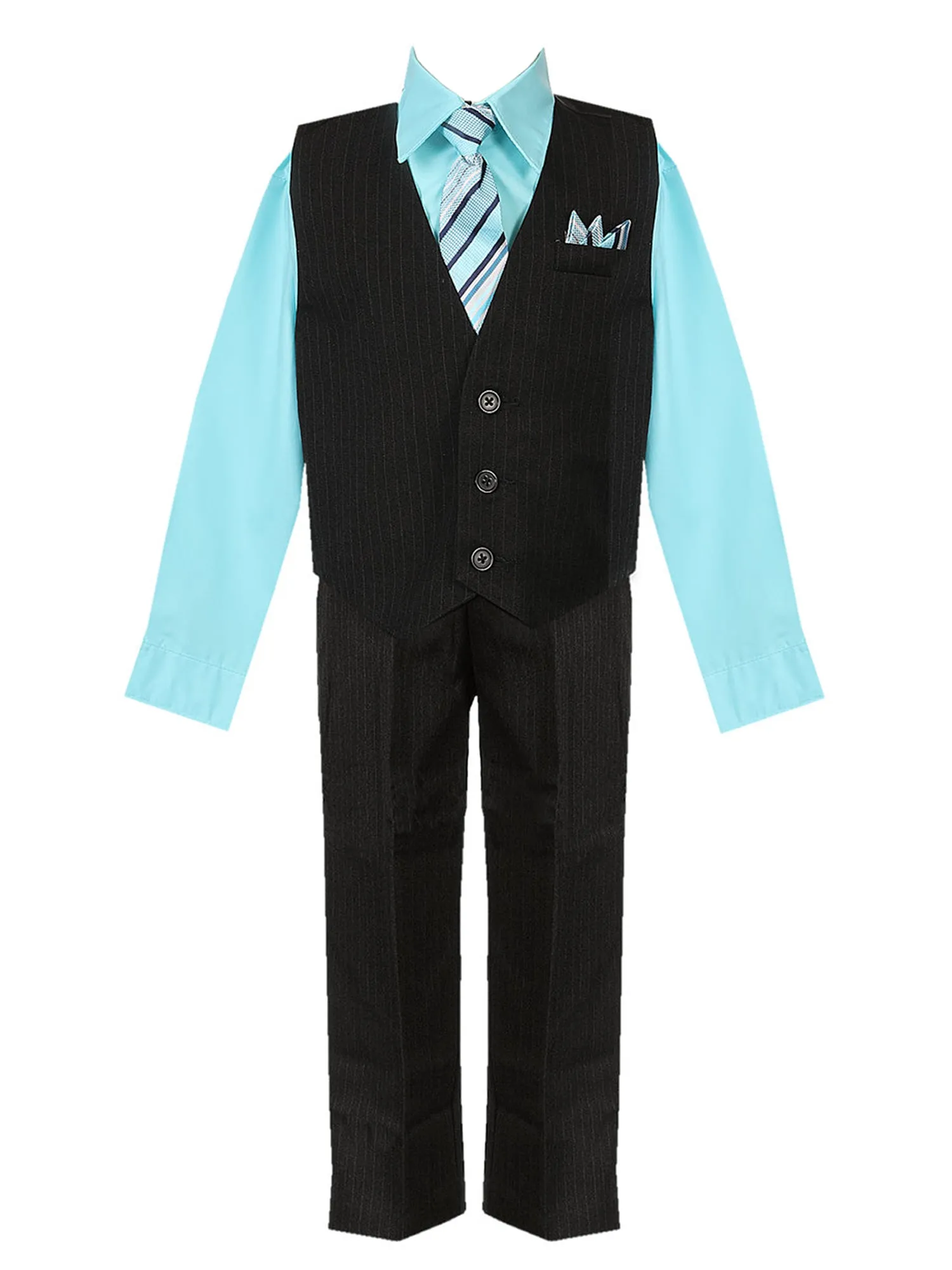 Baby Boys Multi Color Shirt Necktie Striped Pants Vest Suit 6-24M