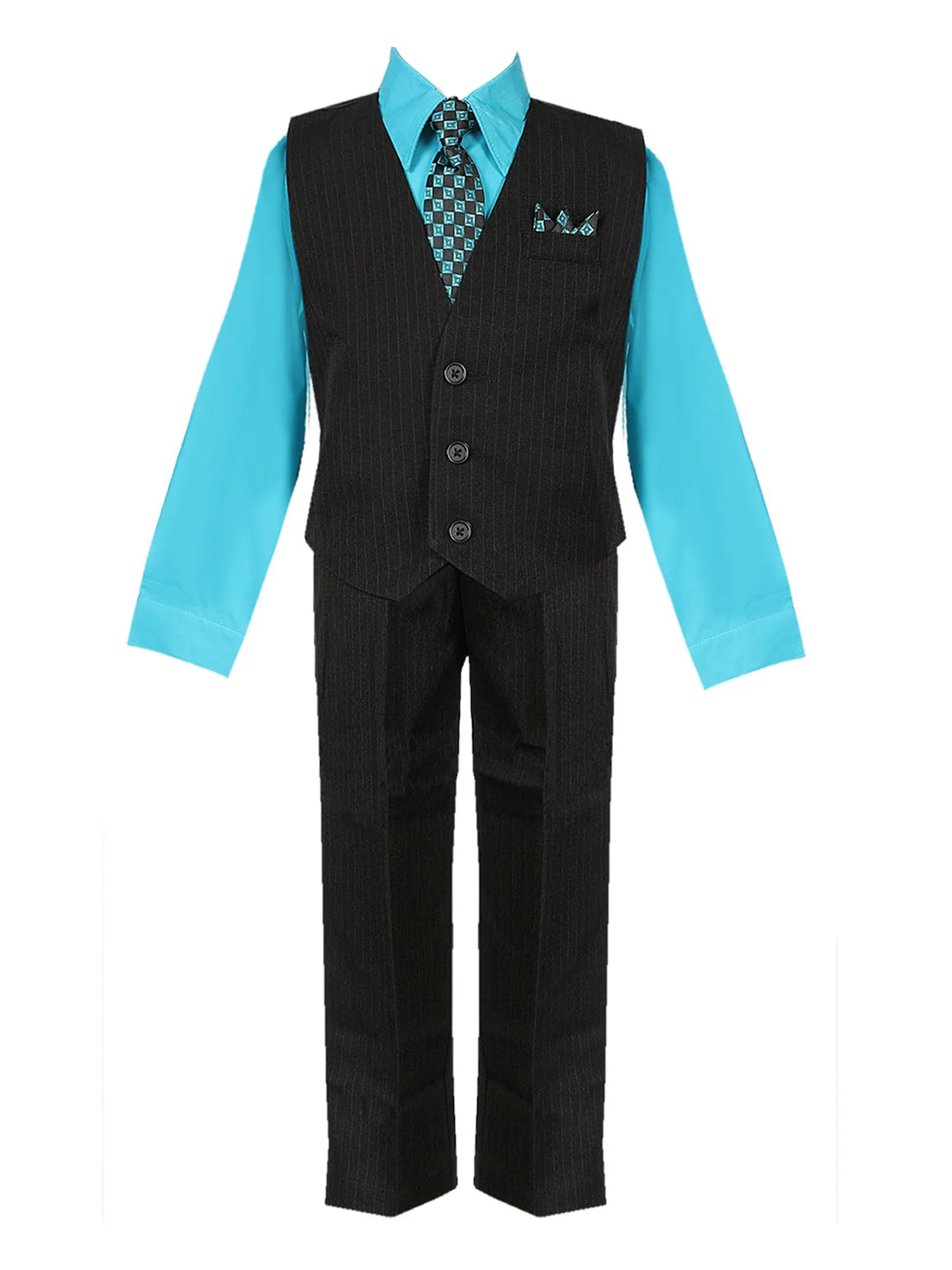 Baby Boys Multi Color Shirt Necktie Striped Pants Vest Suit 6-24M