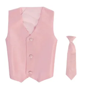 Baby Boys Pink Poly Silk Vest Necktie Special Occasion Set 3-24M