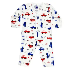 Baby Night Suit Jabla & Pants / Pyjama Set -100% Organic Muslin Cotton Cars