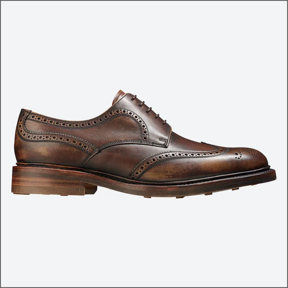 Barker Kelmarsh Wingtip Brogue Derby Shoe -Brown Shadow Calf