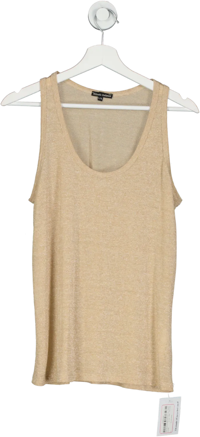 Black Colour Beige Sparkle Vest Top UK L/XL