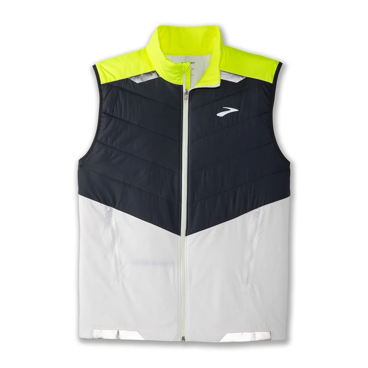 Mens Brooks Run Visible Insulated Vest - White/Asphalt/Nightlife