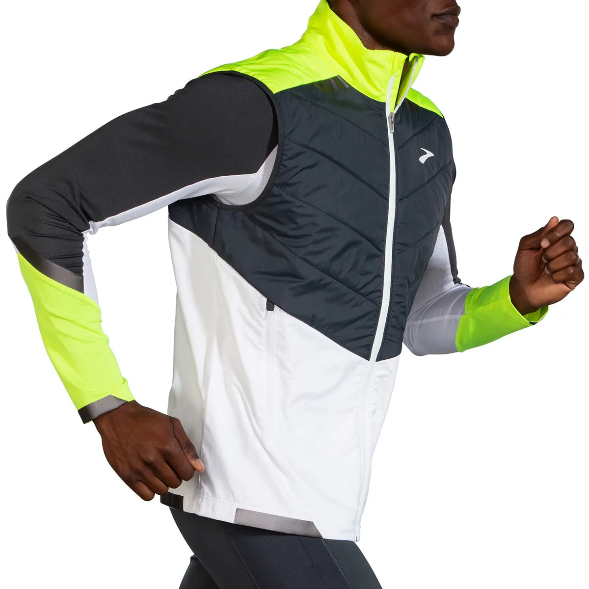 Mens Brooks Run Visible Insulated Vest - White/Asphalt/Nightlife