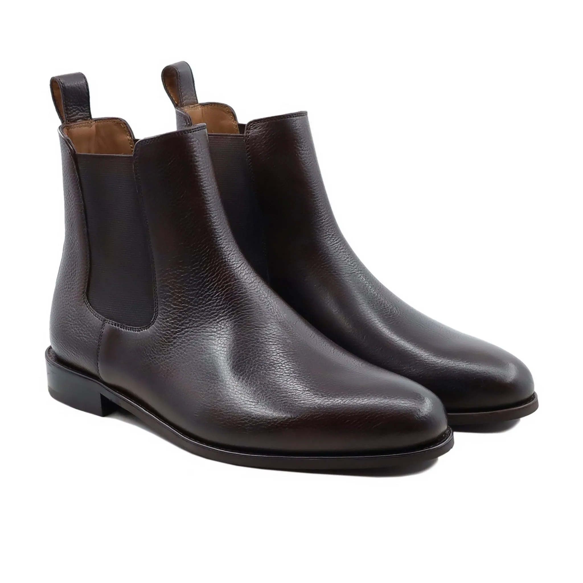 Calen - Men's Dark Brown Pebble Grain Chelsea Boot