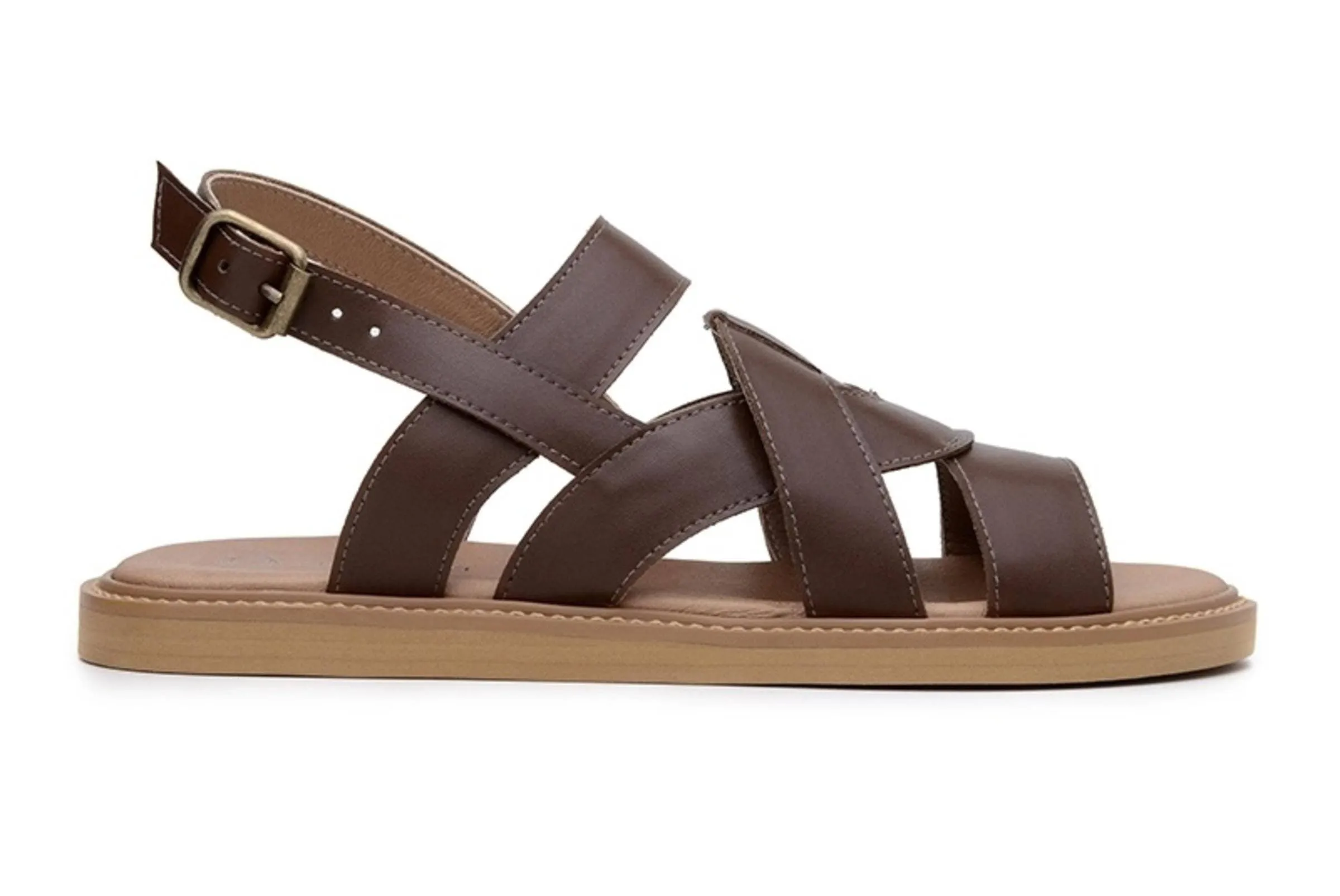 'Camila' vegan-leather sandal by Ahimsa Shoes - cognac