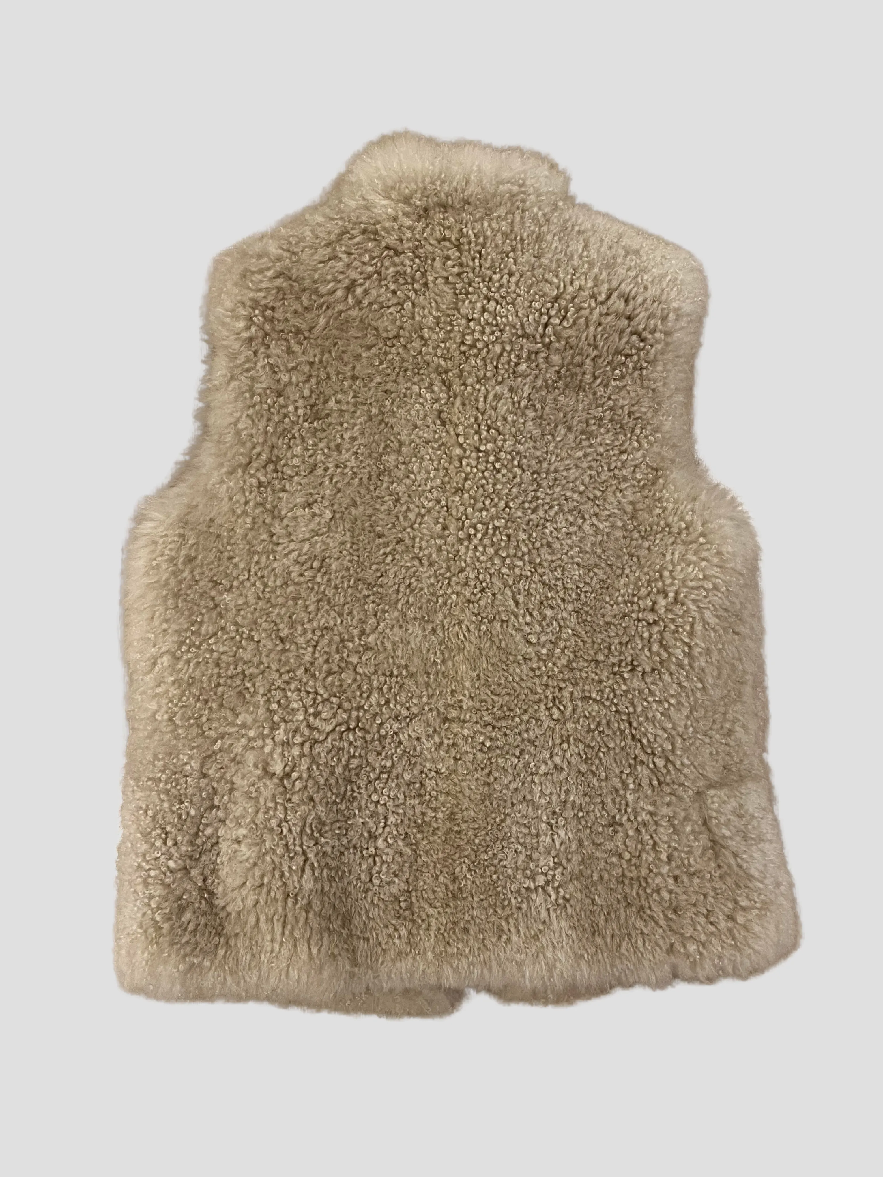 Cream Cashmere Shearling Zip Up Vest