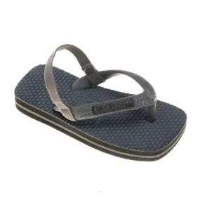 Damien Hall Flip Flops Boutique Charcoal Grey Gun Metal Black Badge w Straps