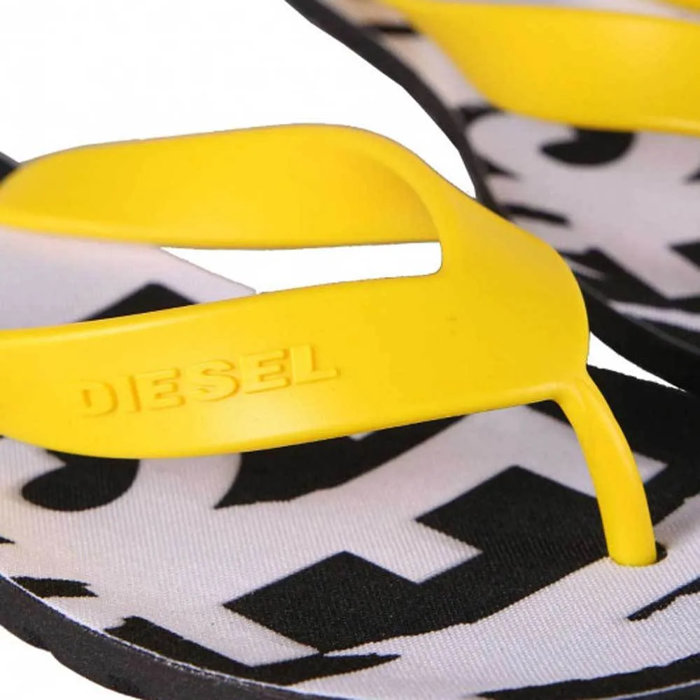 Diesel Splish Flip Flops Sandals - Buttercup Yellow / Black