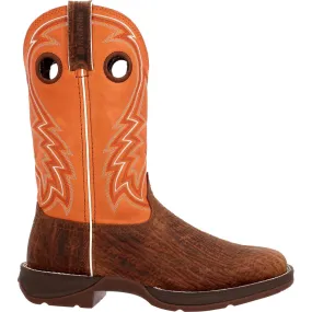 'Durango' Men's 12 Rebel Western Square Toe - Cedar Bark / Monarch Orange