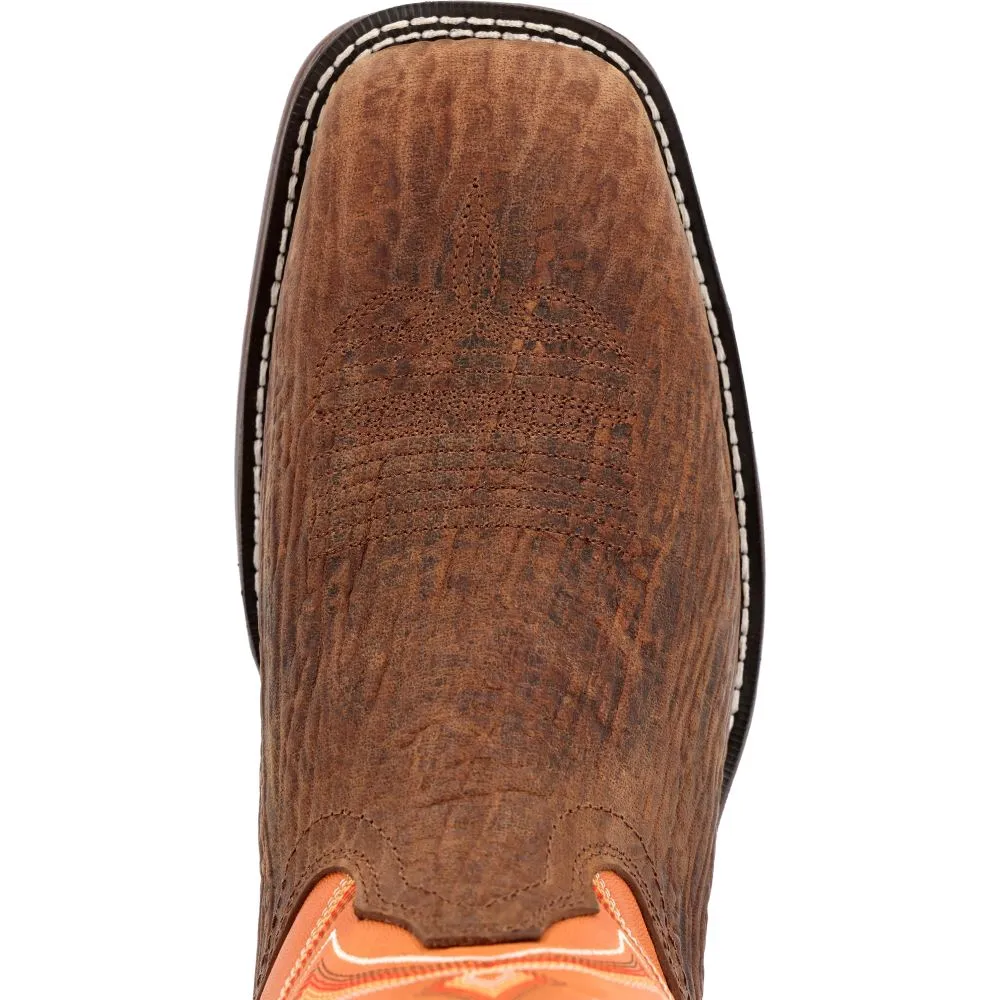 'Durango' Men's 12 Rebel Western Square Toe - Cedar Bark / Monarch Orange