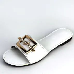 Elegant Buckled Strap Flat Slipper