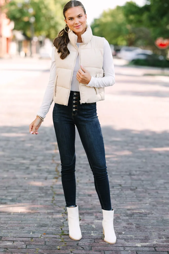 Eyes On You Taupe Brown Puffer Vest