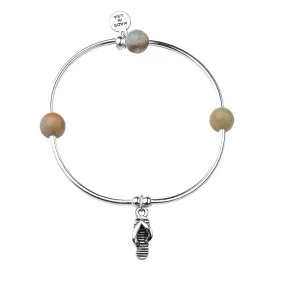 Flip Flop | Soft Bangle Charm Bracelet | Amazonite