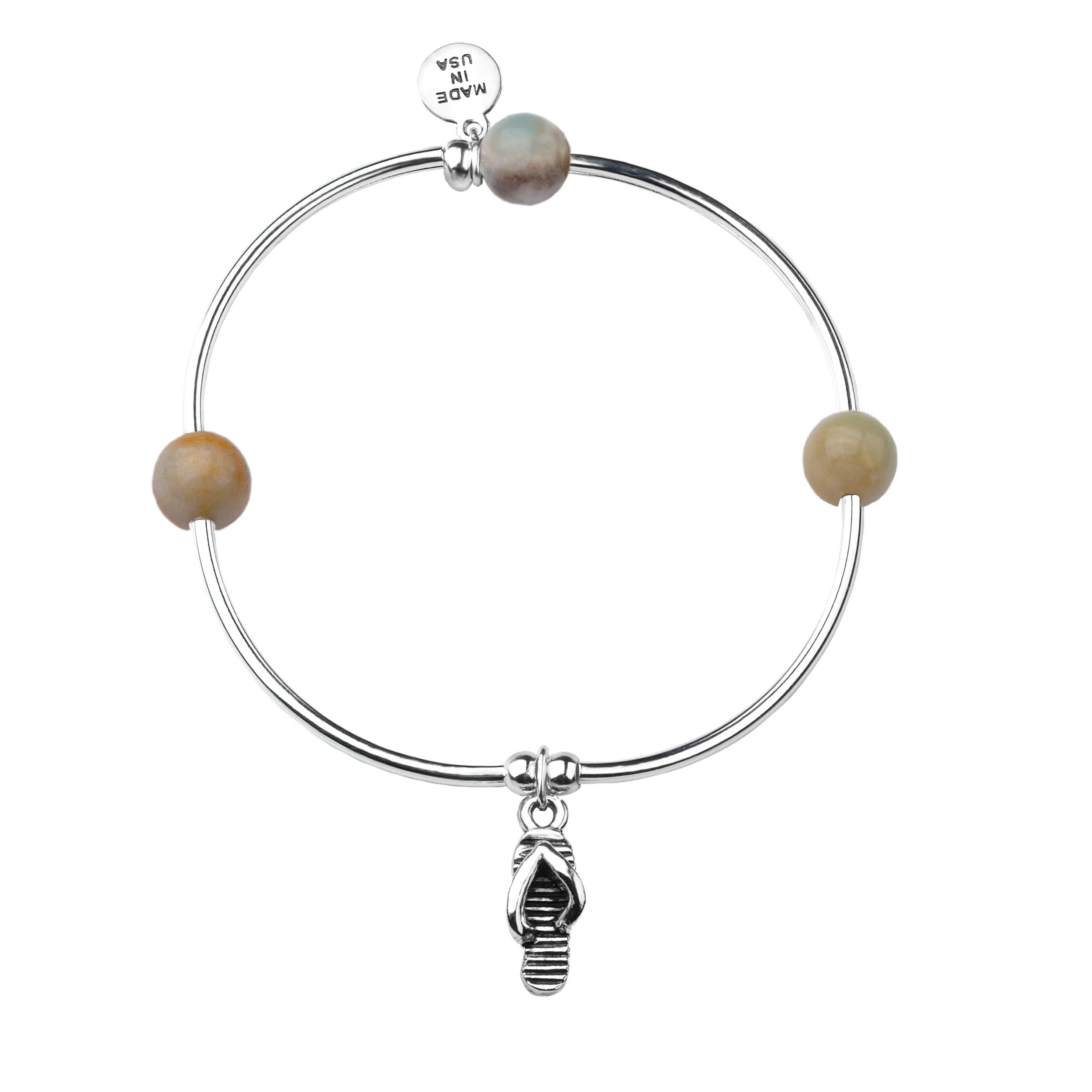 Flip Flop | Soft Bangle Charm Bracelet | Amazonite