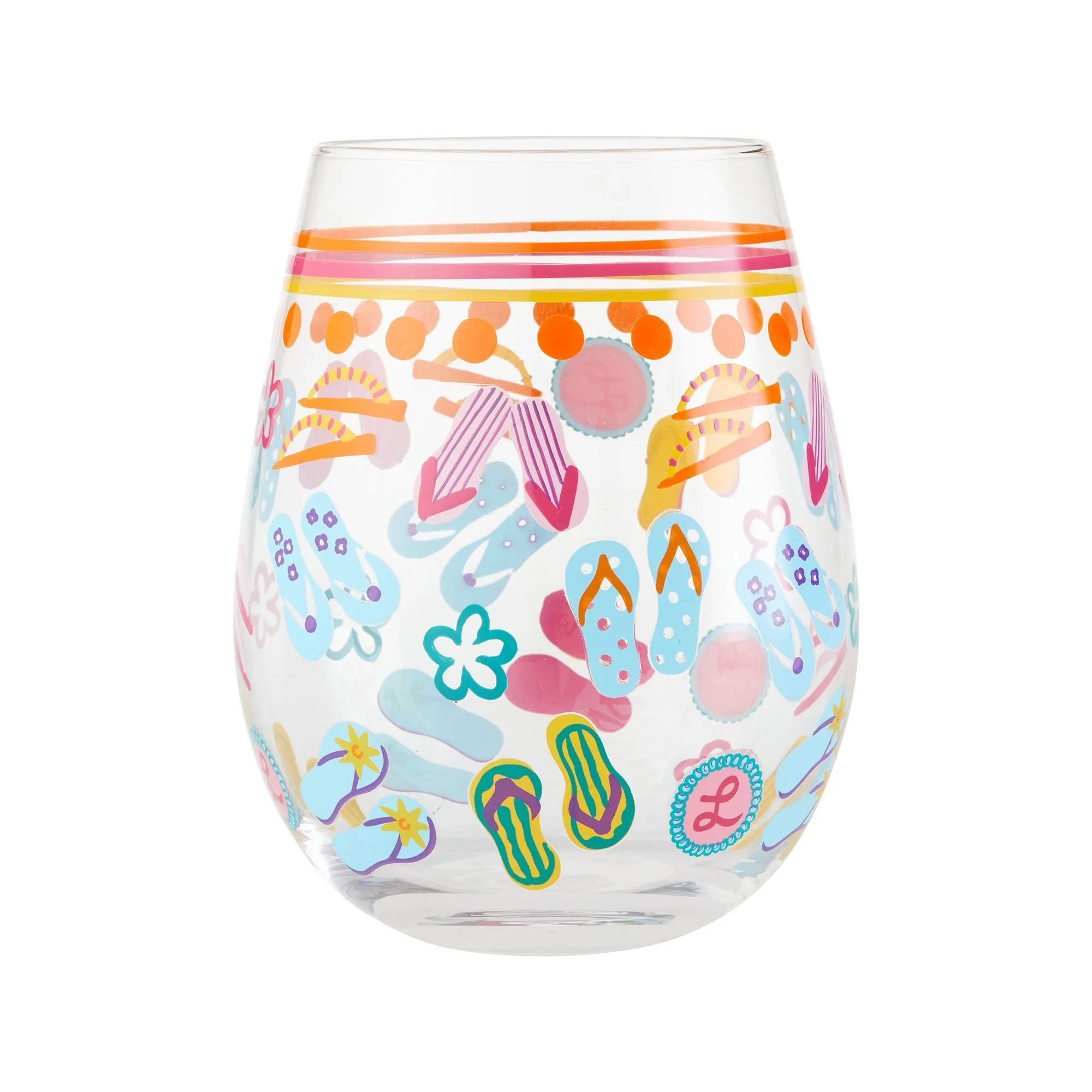 Flip Flops Too Stemless Wine Glass, 20 oz.