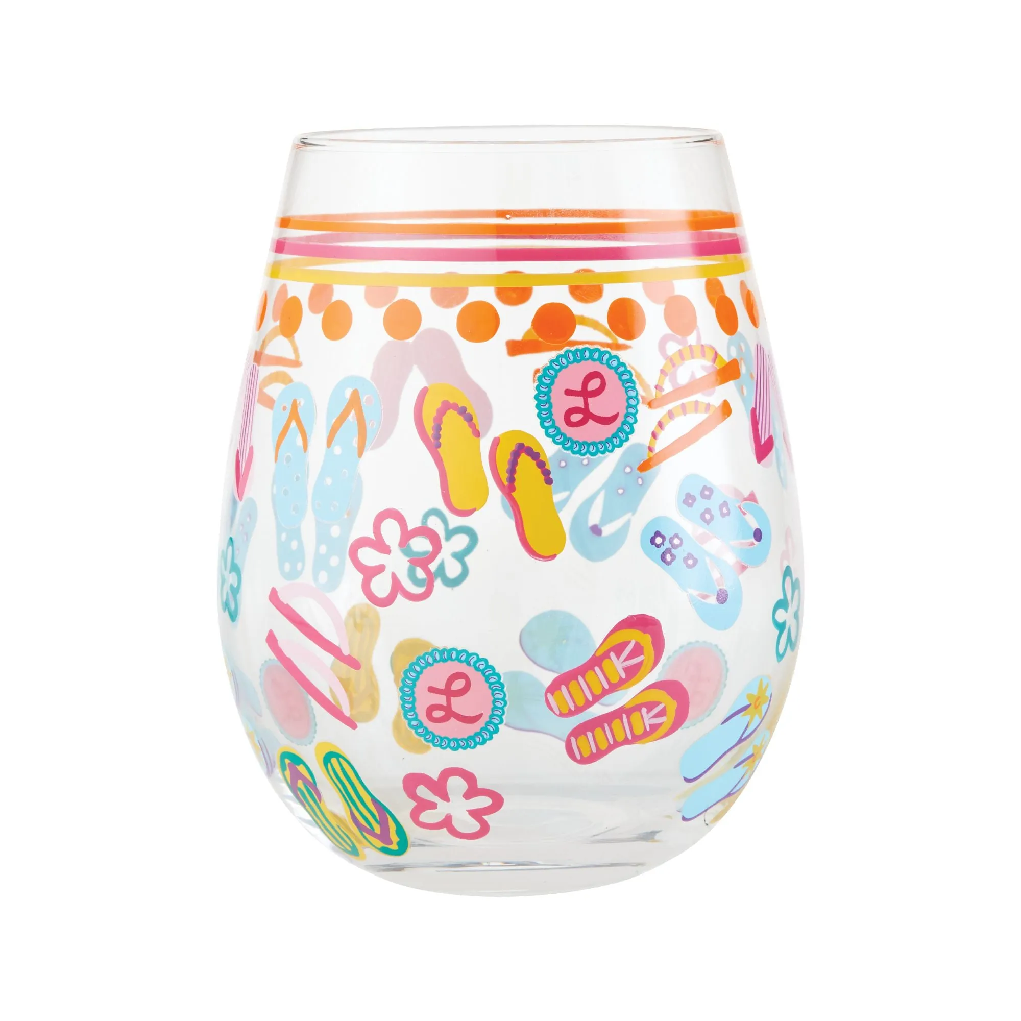 Flip Flops Too Stemless Wine Glass, 20 oz.