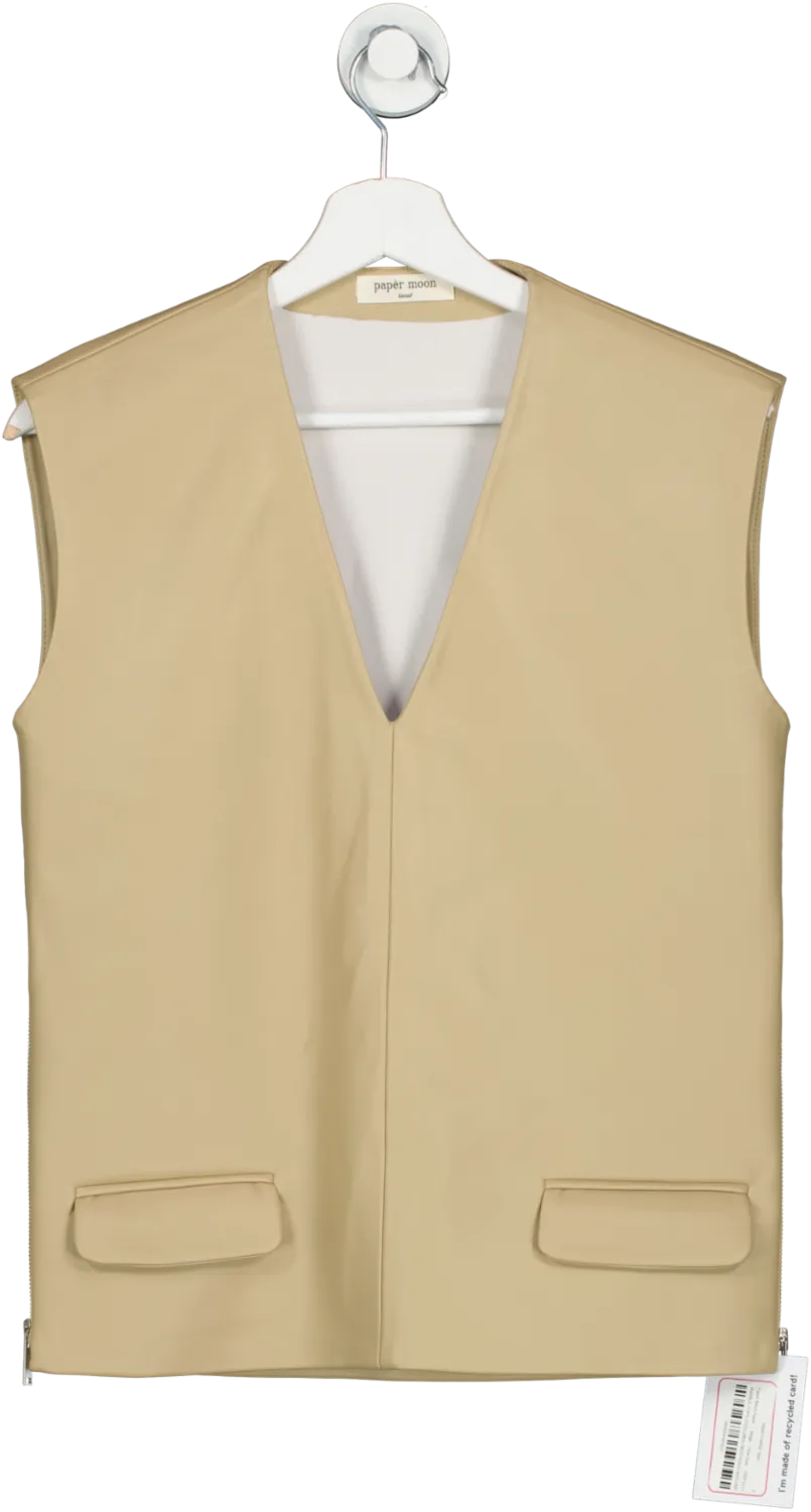 Frankie Shop Paper Moon Seoul Beige Vegan Leather Vest One Size