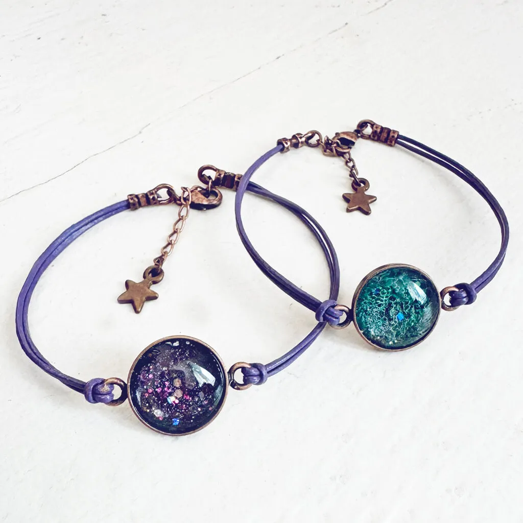 galaxy leather // sparkly celestial leather bracelet