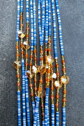 Havana Blue Tie On Waist Beads