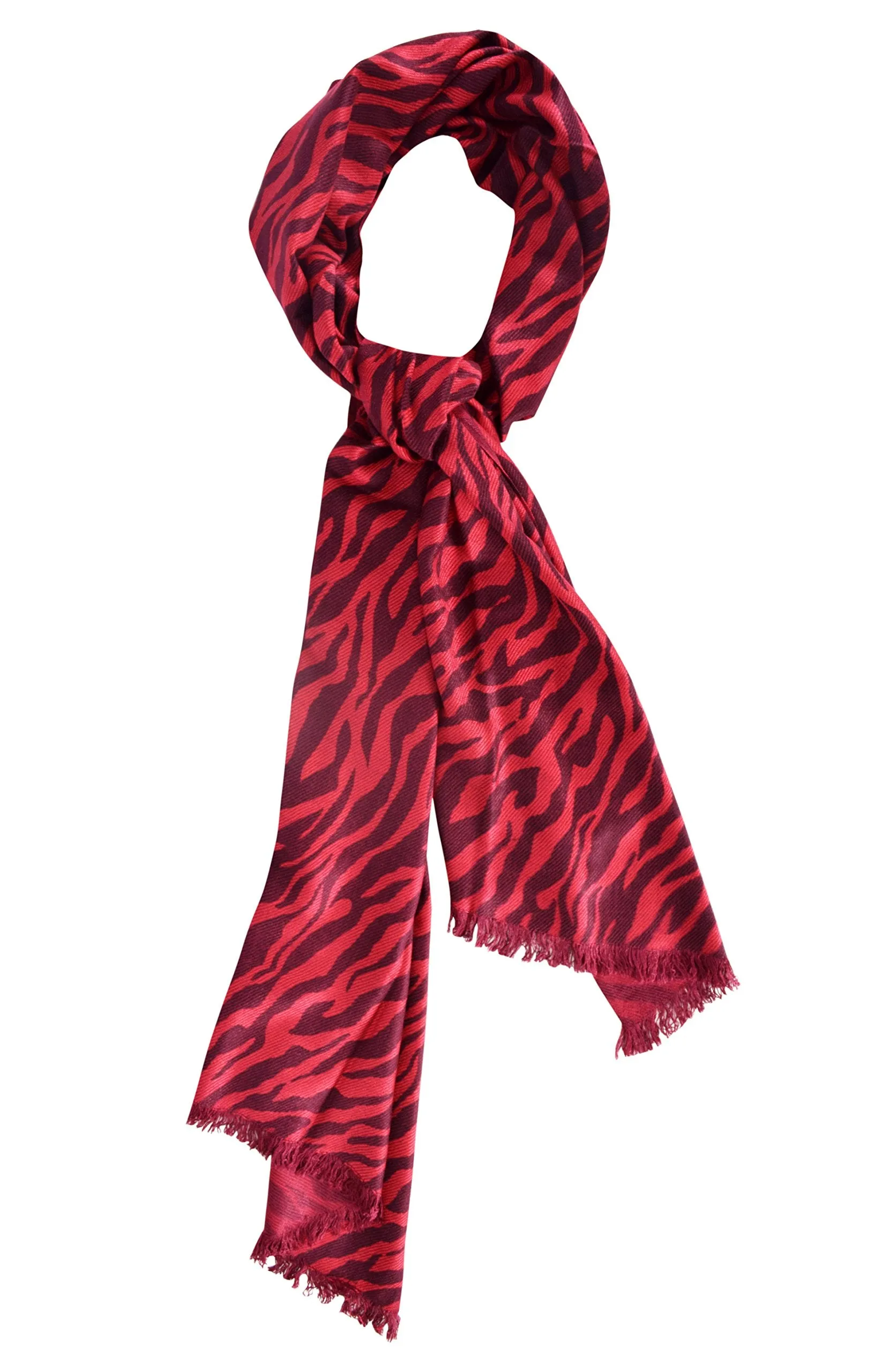 Hot Chic Animal Print Zebra Print Frayed End Pashmina Shawl Wrap