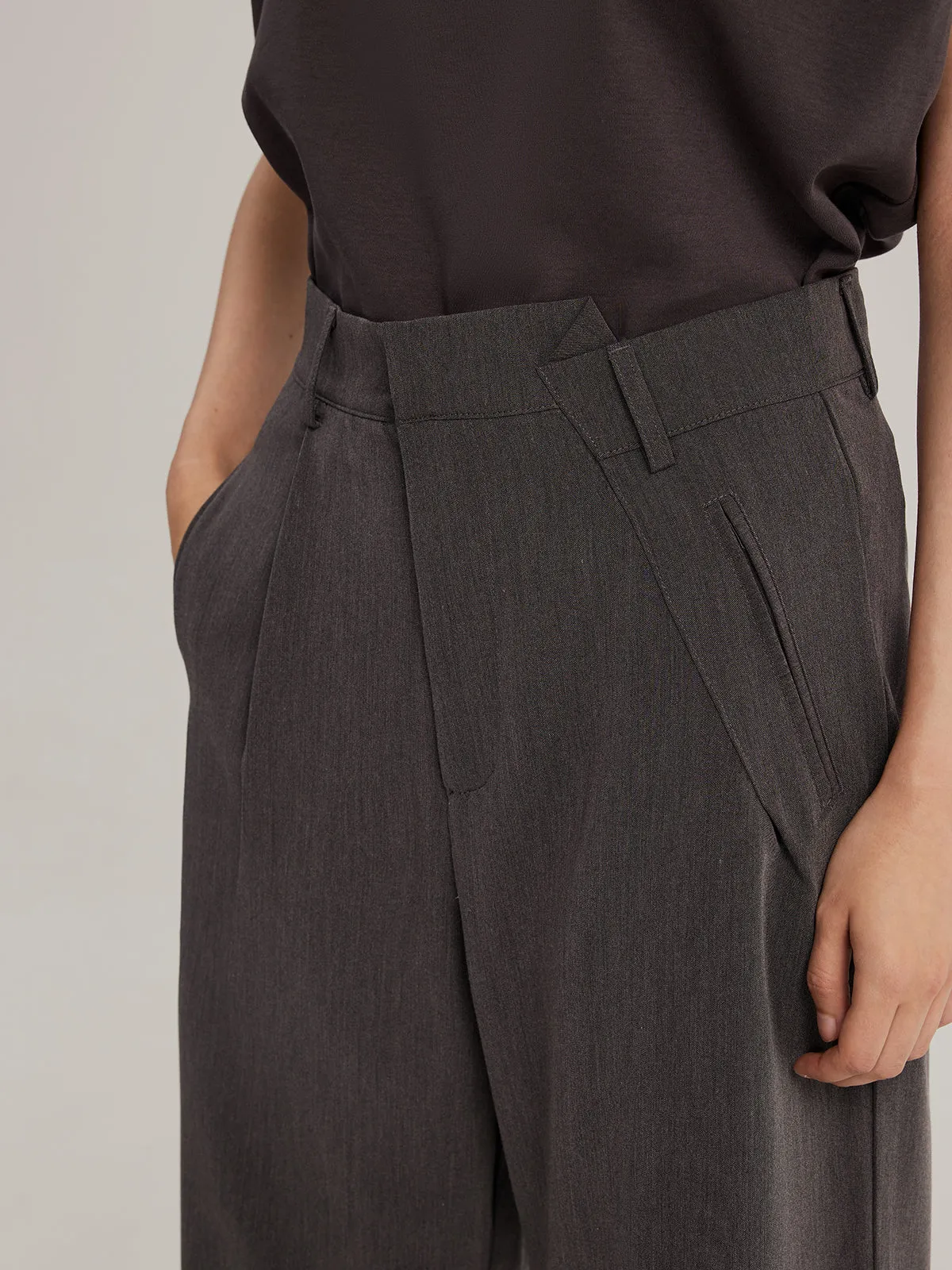 Irregular Waist Wide-Leg Suit Pants